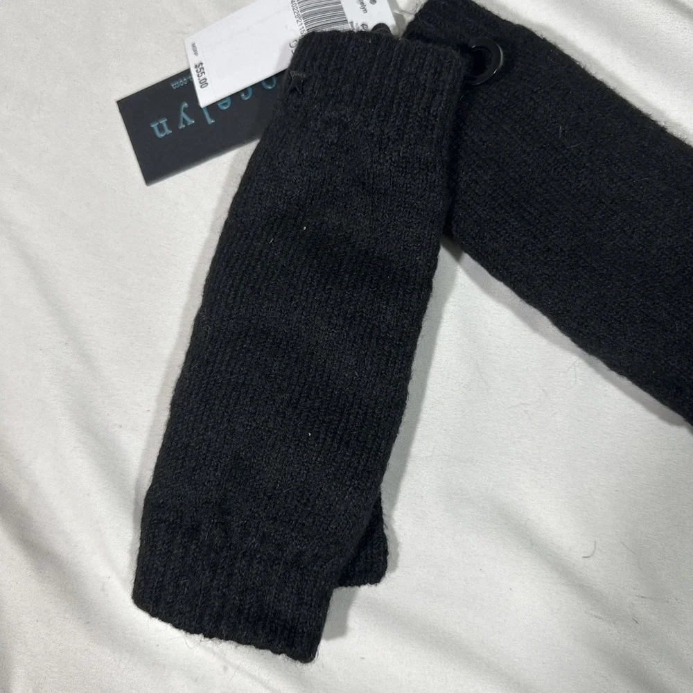 NWT $55 Jocelyn Faux Fur‎ Lined Fingerless Mittens OS Back #U1563